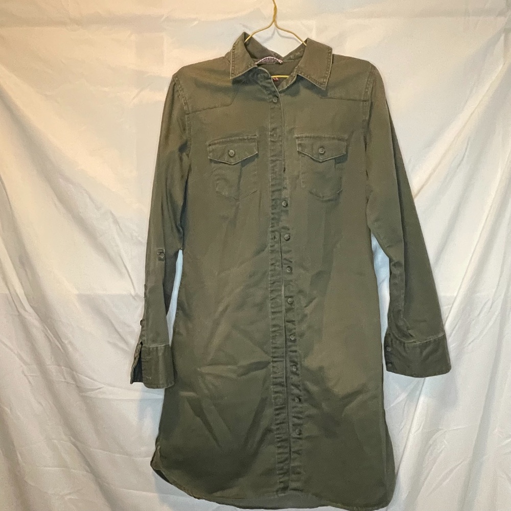 XS Merona Long Sleeve Army Green Dress